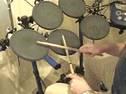 Playing a rock groove.